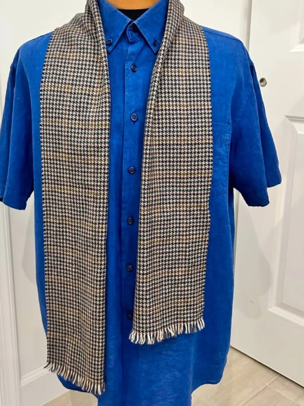 Avoca Handweavers Irish 100% Pure New Wool Houndstooth Scarf 60” x 9.5”